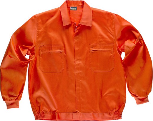 Jacke mit Nylonreißverschlüssen, elastischer Taille und zwei Brusttaschen Orange