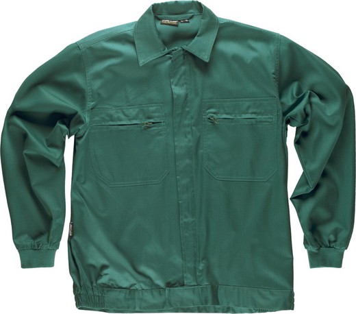 Jacke mit Nylonreißverschlüssen, elastischer Taille und zwei Brusttaschen Grün