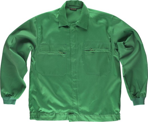 Jacket with nylon zippers, elastic waist and two chest bags Pistachio Green