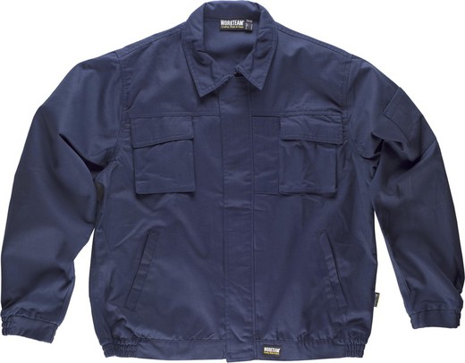 Zip-up jacket with 2 triple-stitched chest bags Navy