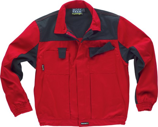 Giubbotto linea 1 giacca e abbottonatura combinata, cerniere in nylon e borsa per cellulare sul petto Rosso Nero