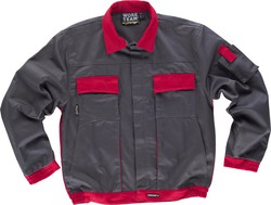 Line 2 Jacke mit kombinierter Taille und Knopfleiste, Nylon-Reißverschlüssen und Ärmeltasche Grey Red