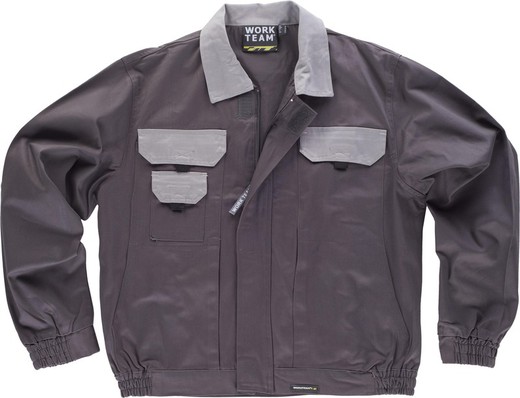 Kombinierte Jacke der Linie 3, elastische Taille und zwei Brusttaschen Grau Grau