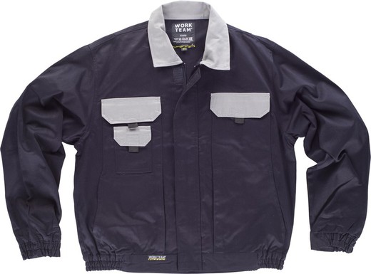 Kombinierte Jacke der Linie 3, elastische Taille und zwei Brusttaschen in Marinegrau