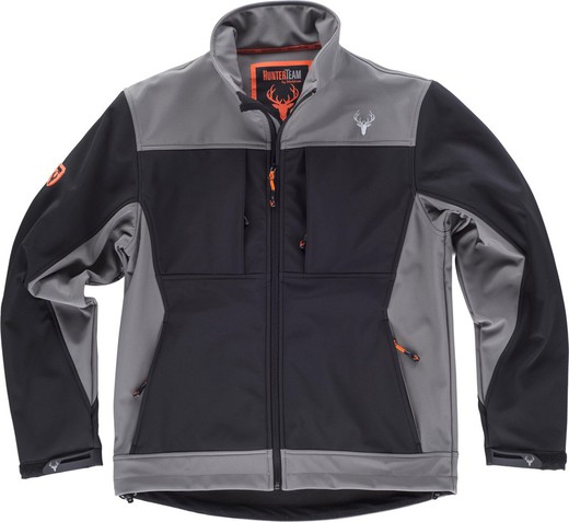 Workshell jacket with two side pockets and 2 chest pockets combined Black Gray