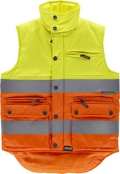 Two-tone high visibility padded vest with two reflective tapes Yellow AV Orange AV