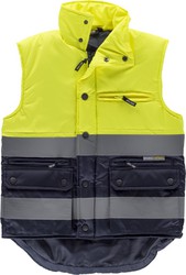 Two-tone padded vest with 2 reflective tapes Yellow AV Navy