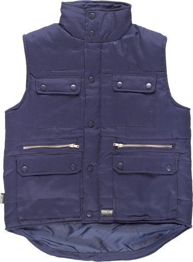 Padded vest, multi-pocket with windbreaker 100% Navy Cotton