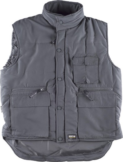 Padded vest and multi-pocket, with windbreaker on sleeves Gray