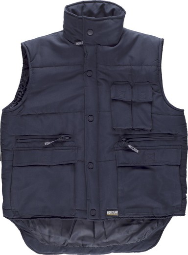 Gilet rembourré et multi-poches, avec coupe-vent en manches bleu marine