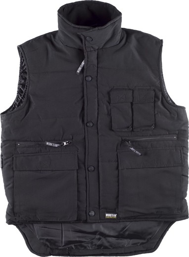 Padded vest and multi-pocket, with windbreaker on sleeves Black