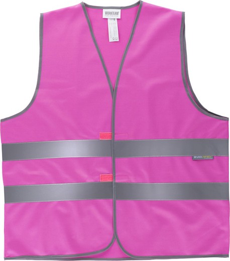Vest with adaptable velcro closure and reflective tapes Fuchsia Pink