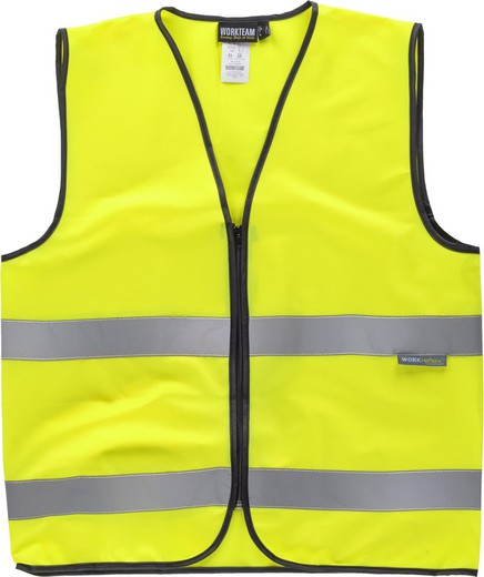 Vest with zip closure and high visibility ribbons EN471 Yellow AV