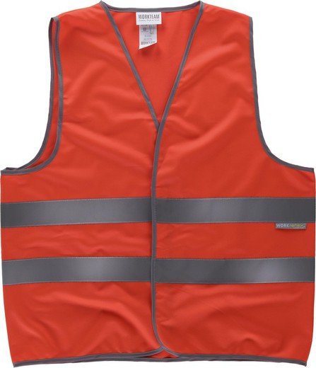 High visibility vest with adaptive velcro closure, reflective tapes Red AV