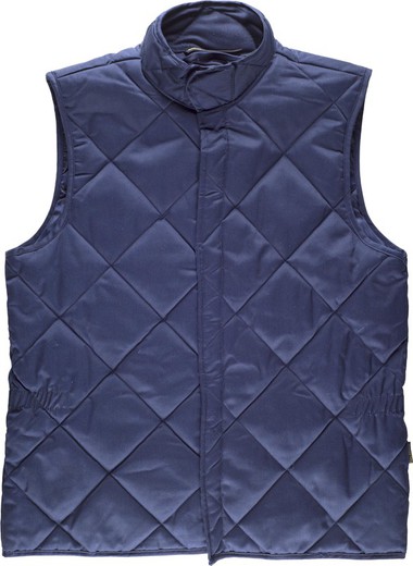 Quilted vest with clasp closure and no pockets Navy
