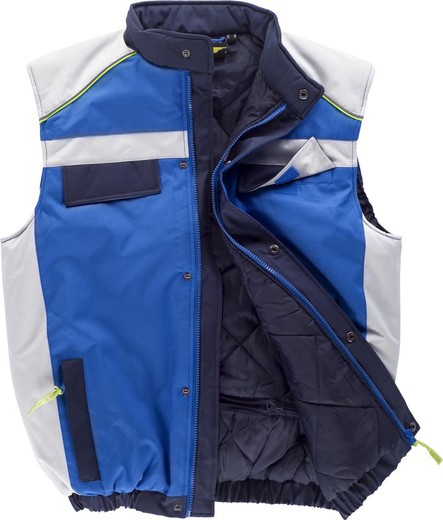 Padded line 5 vest with 3-color combi zipper closure, reflective piping Blue Light Navy Gray