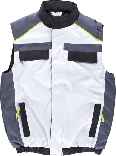 Padded 5 line vest with 3-color combi zipper closure, reflective piping White Black Dark Gray