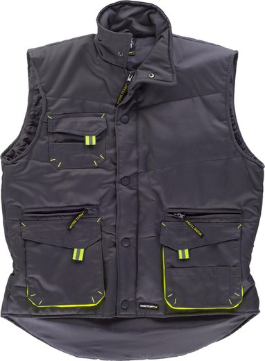 Line 6 multi-padded vest with combined details Gray Yellow AV