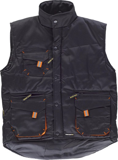 Line 6 padded multi-pocket vest with combined details Black Orange AV