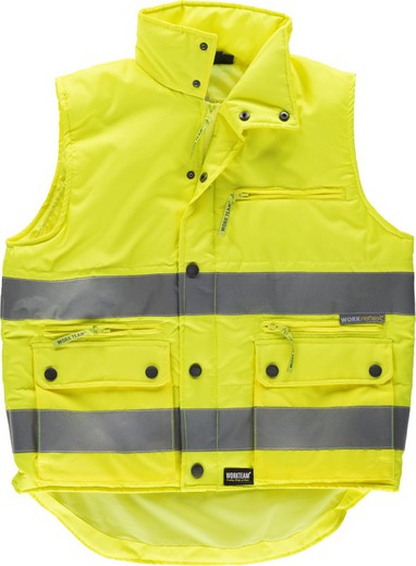 Warnschutz-Weste mit mehreren Taschen und reflektierenden Bändern AV Yellow