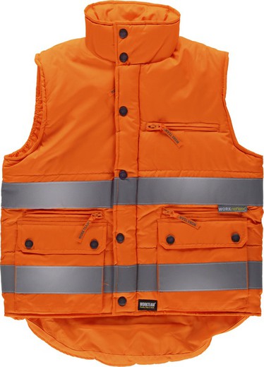 High visibility multi-pocket vest with reflective tapes Orange AV
