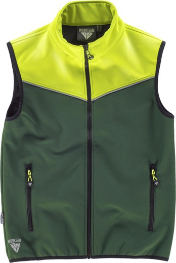 Combination Softshell Vest Dark Green Yellow AV