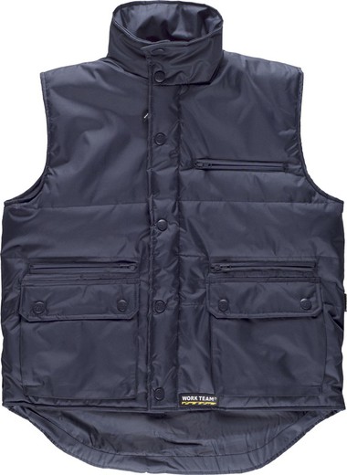 Oxford woven vest, padded, multi-pocket Navy