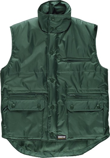 Gilet in tessuto Oxford, imbottito, verde multitasche