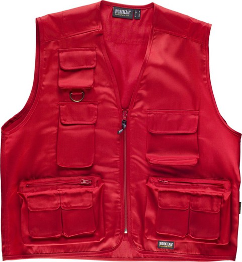 Gilet safari multipoches Rouge
