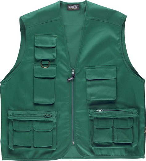 Gilet safari vert multi-poches