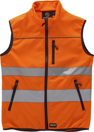 High visibility workshell vest, reflective tapes of different sizes EN ISO 20471: 2013 Orange AV