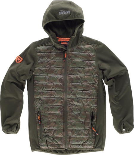 Jacke kombiniert mit 2 Seitentaschen, mit Kapuze Green Hunting Camouflage Brown