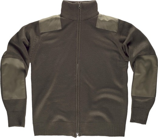 Zip jacket with shoulder and elbow reinforcements Khaki Green