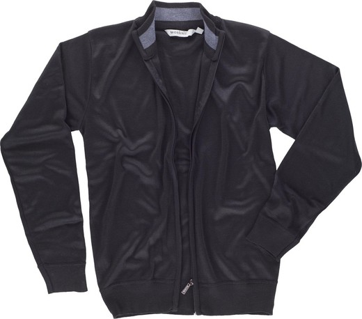 Cardigan en maille fine avec fermeture éclair Encolure haute Taille et poignets élastiqués Noir