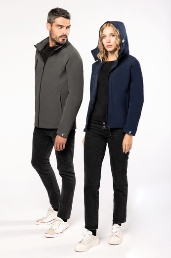 CHAQUETA SOFTSHELL CON CAPUCHA EXTRAIBLE HOMBRE — Maxport Vestuario Laboral