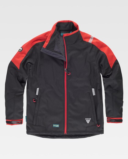 Chaqueta Workshell combinada Color Negro+Rojo