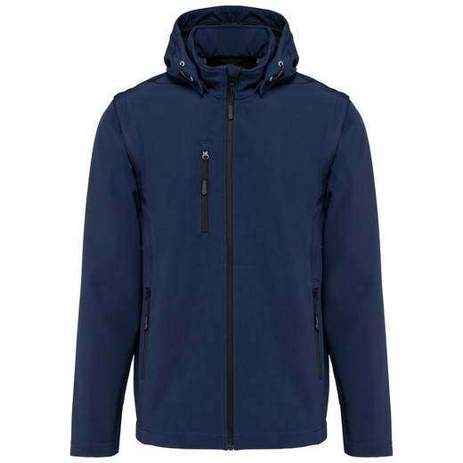 3-lagige Unisex-Softshell-Jacke mit Kapuze und abnehmbaren Ärmeln