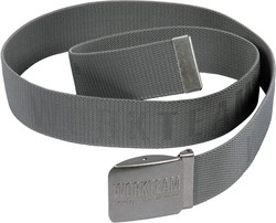 Cintura elastica con logo sulla fibbia e in tessuto grigio