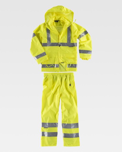 Conjunto e calça impermeável de alta visibilidade EN471 EN343 Yellow