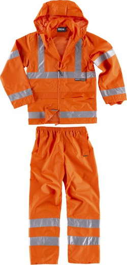 Set di pantaloni e giacca impermeabili ad alta visibilità EN471 EN343 Arancione