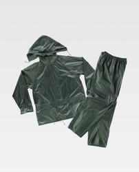 Conjunto impermeável de jaqueta e calça verde