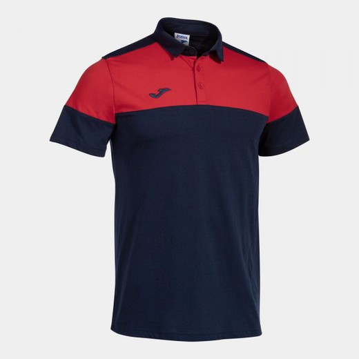 Crew V Short Sleeve Polo Navy Red