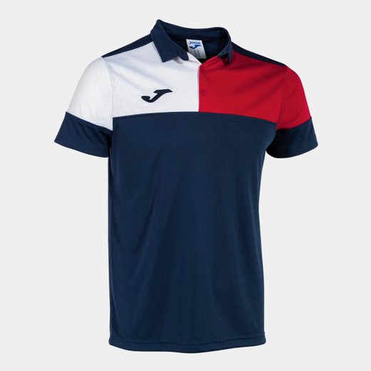 Crew V Short Sleeve Polo Navy Red White