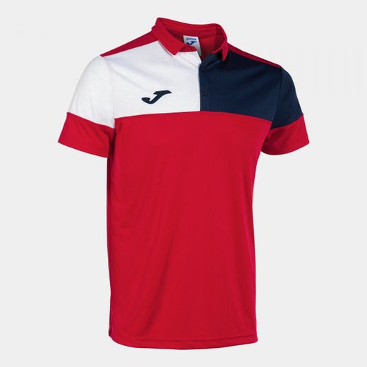 Crew V Short Sleeve Polo Red Navy White