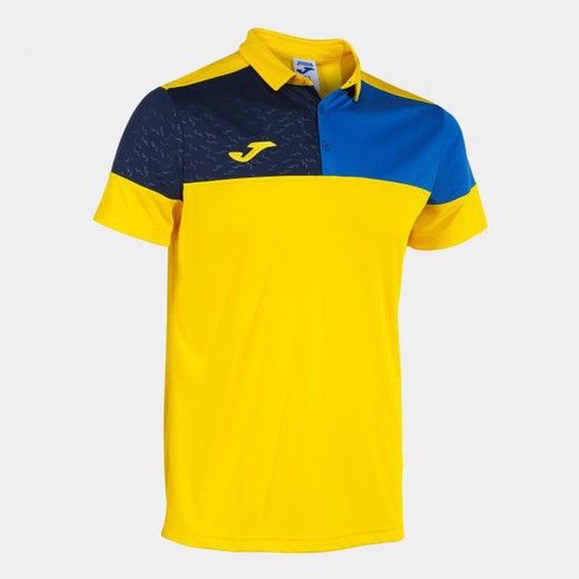 Crew V Short Sleeve Polo Yellow Royal Navy