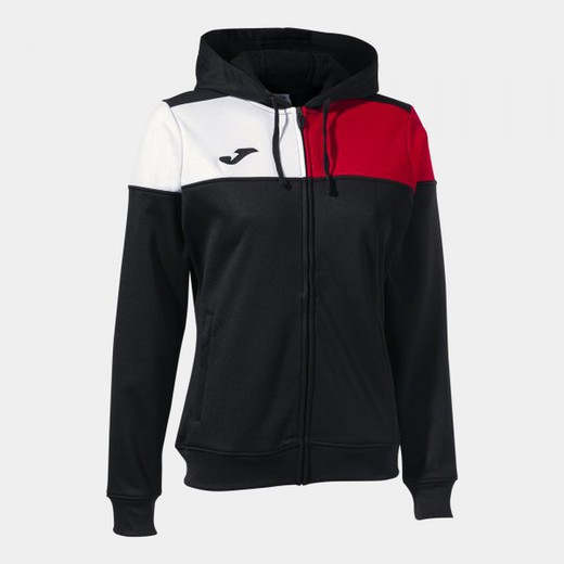 Crew V Zip-Up Hoodie Black Red White