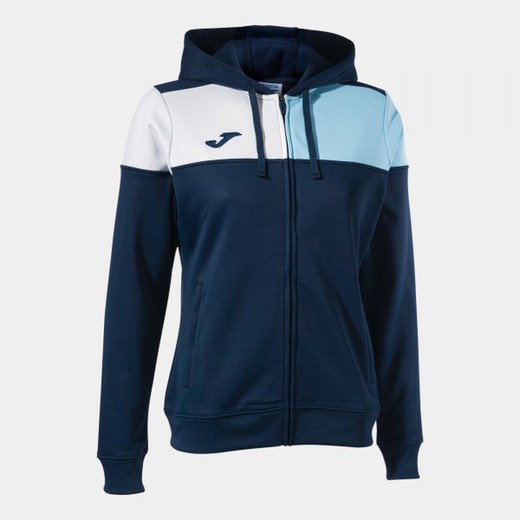 Crew V Zip-Up Hoodie Navy Sky Blue White