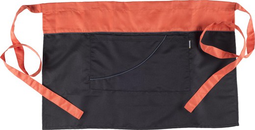 Two-tone apron without bib and contrasting piping 70x45 Coral Black