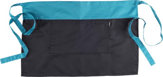 Avental bicolor sem babador e cor contrastante 70x45 Preto Turquesa