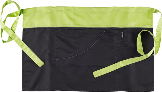 Two-tone apron without bib and contrasting piping 70x45 Black Lime Green